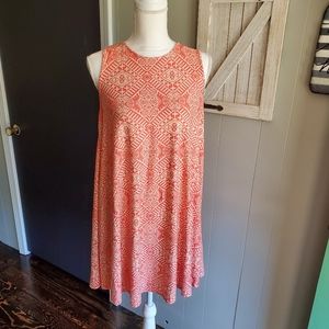 New Direction Orange Cream Print Dress